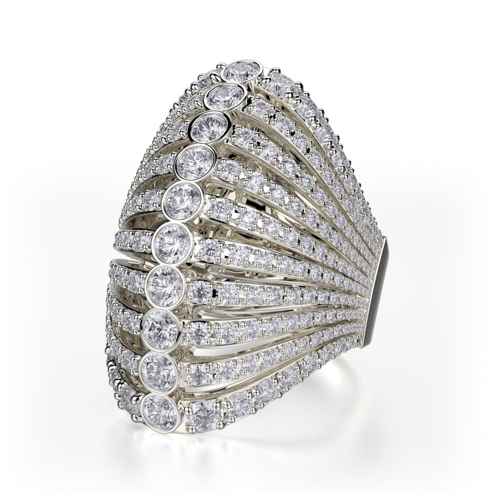18K White Gold Diamond Fan Ring