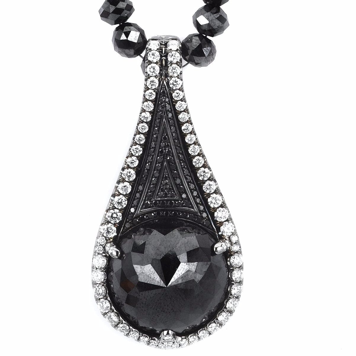 Michael M Black Diamond Tear Drop Pendant and Necklace