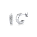 MICHAEL M Earrings 14K White Gold Small Pavé Luxe Link Hoops