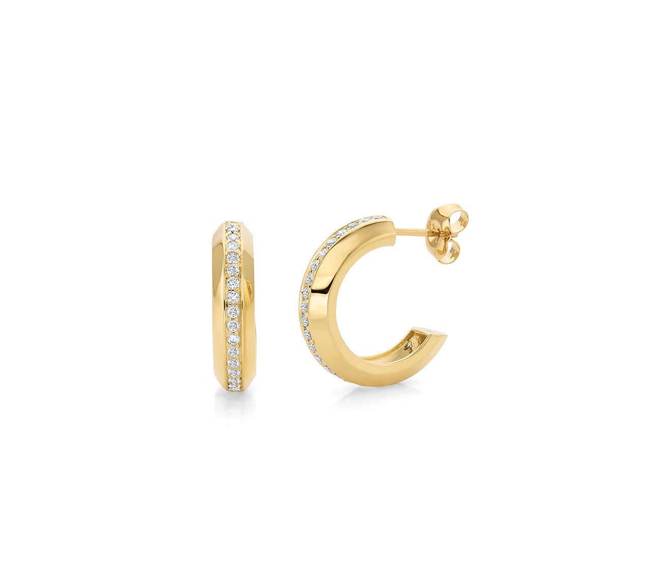 MICHAEL M Earrings 14K Yellow Gold Large Pavé Luxe Link Hoops