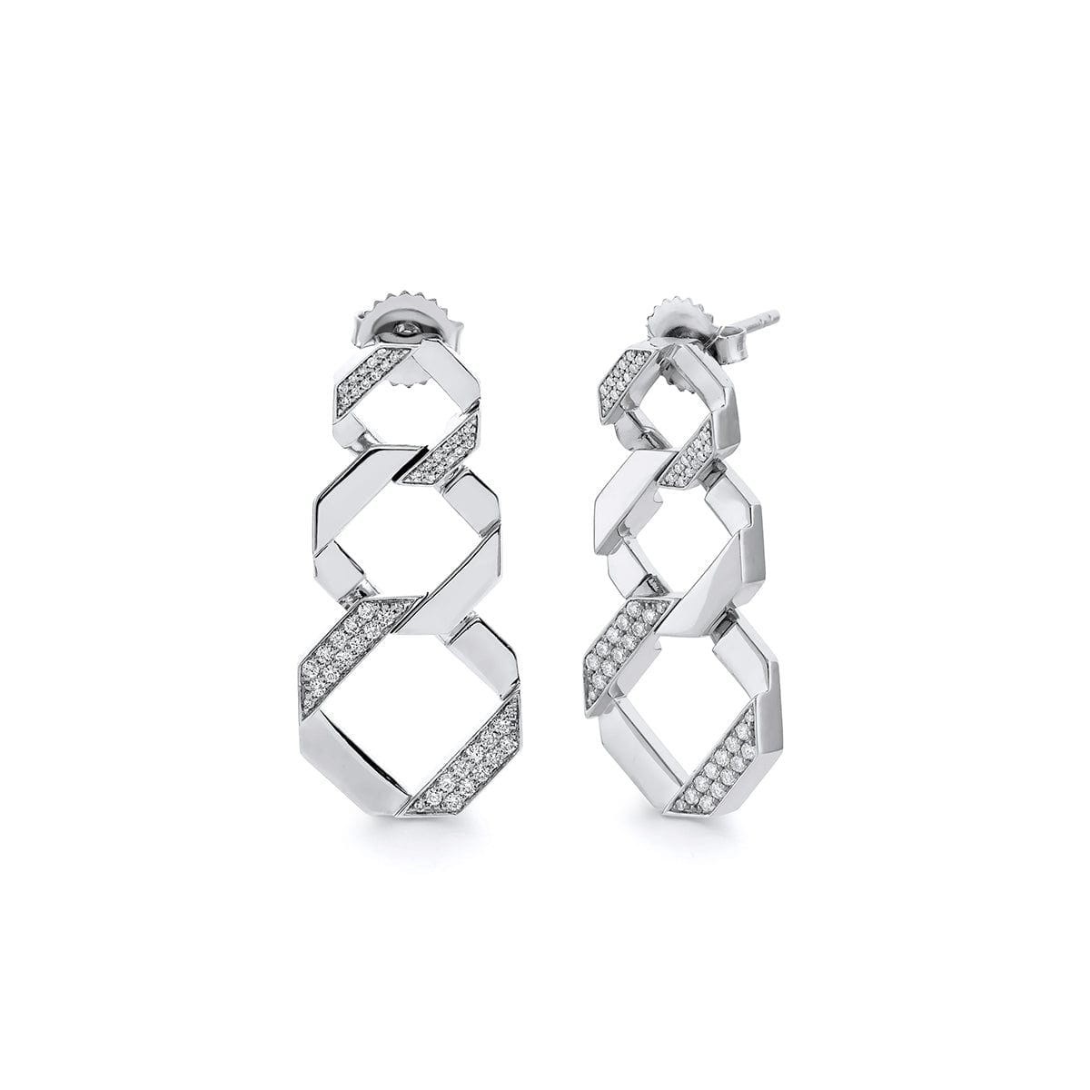 MICHAEL M Fashion Rings 14K White Gold Octave Chain Link Drop Earrings