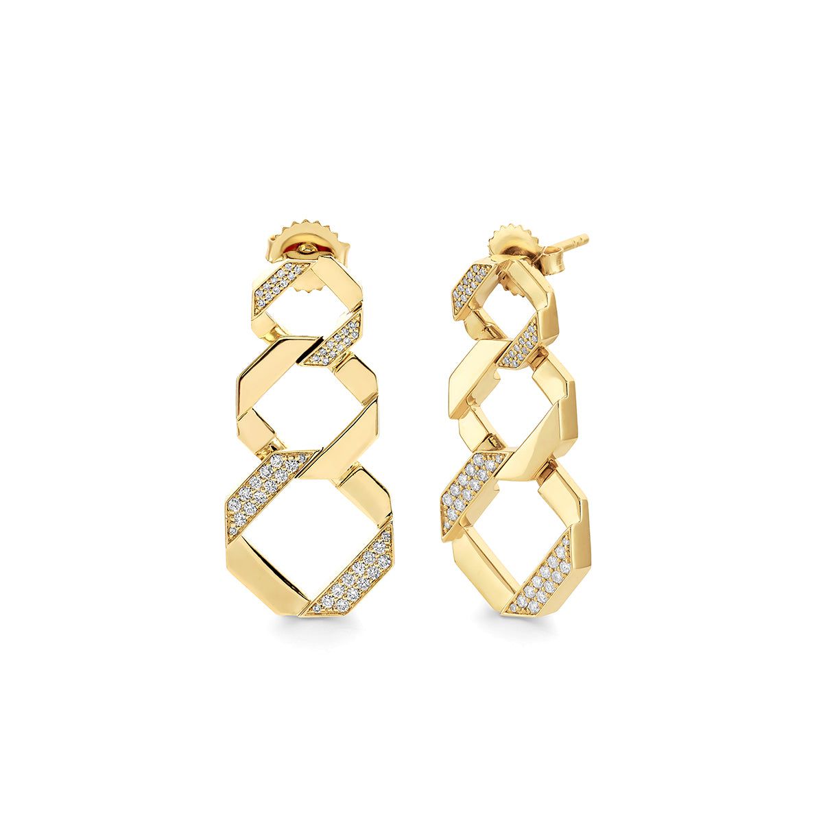 MICHAEL M Fashion Rings 14K Yellow Gold Octave Chain Link Drop Earrings