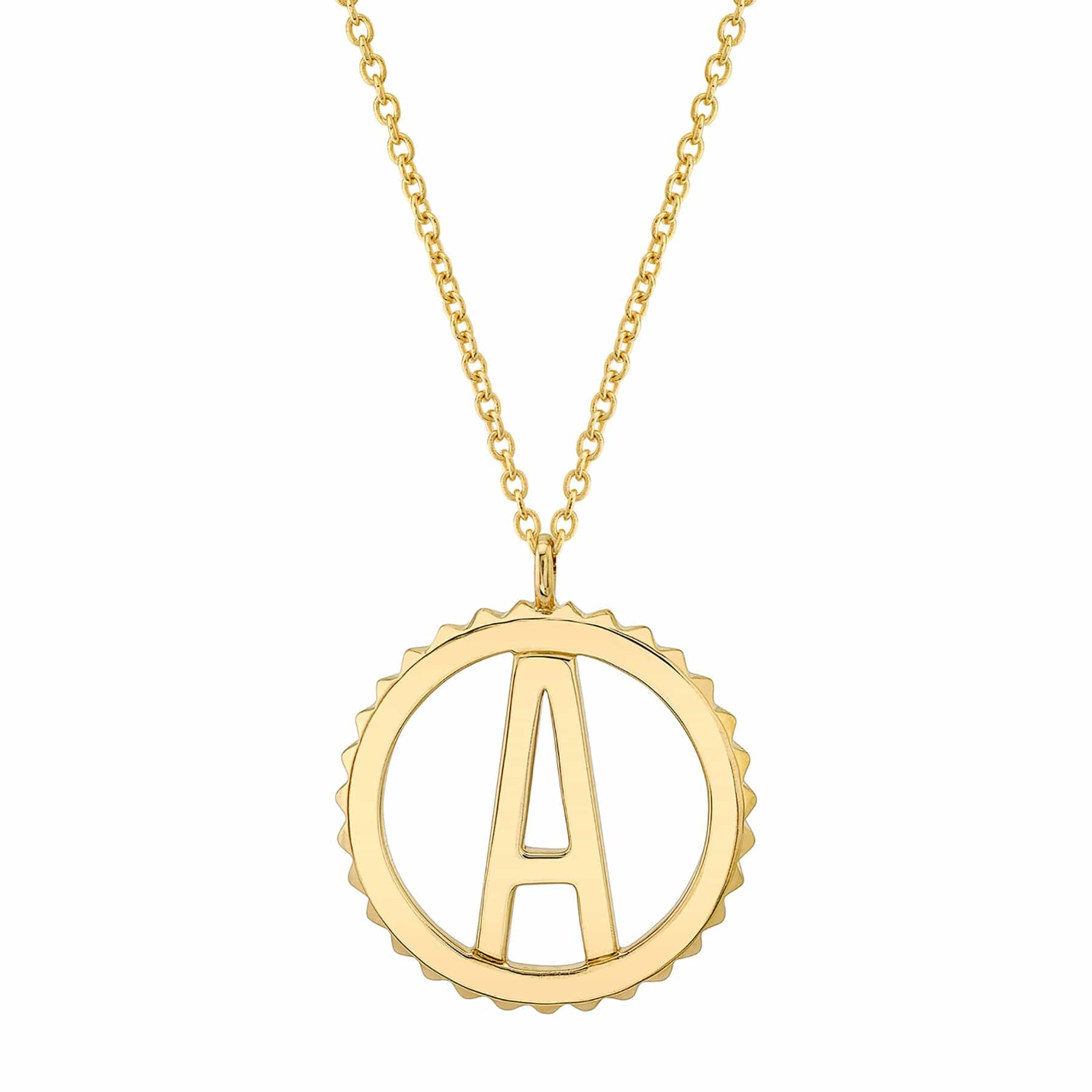 MICHAEL M Necklaces 14K Yellow Gold / A Tetra Initial Medallion P366YG