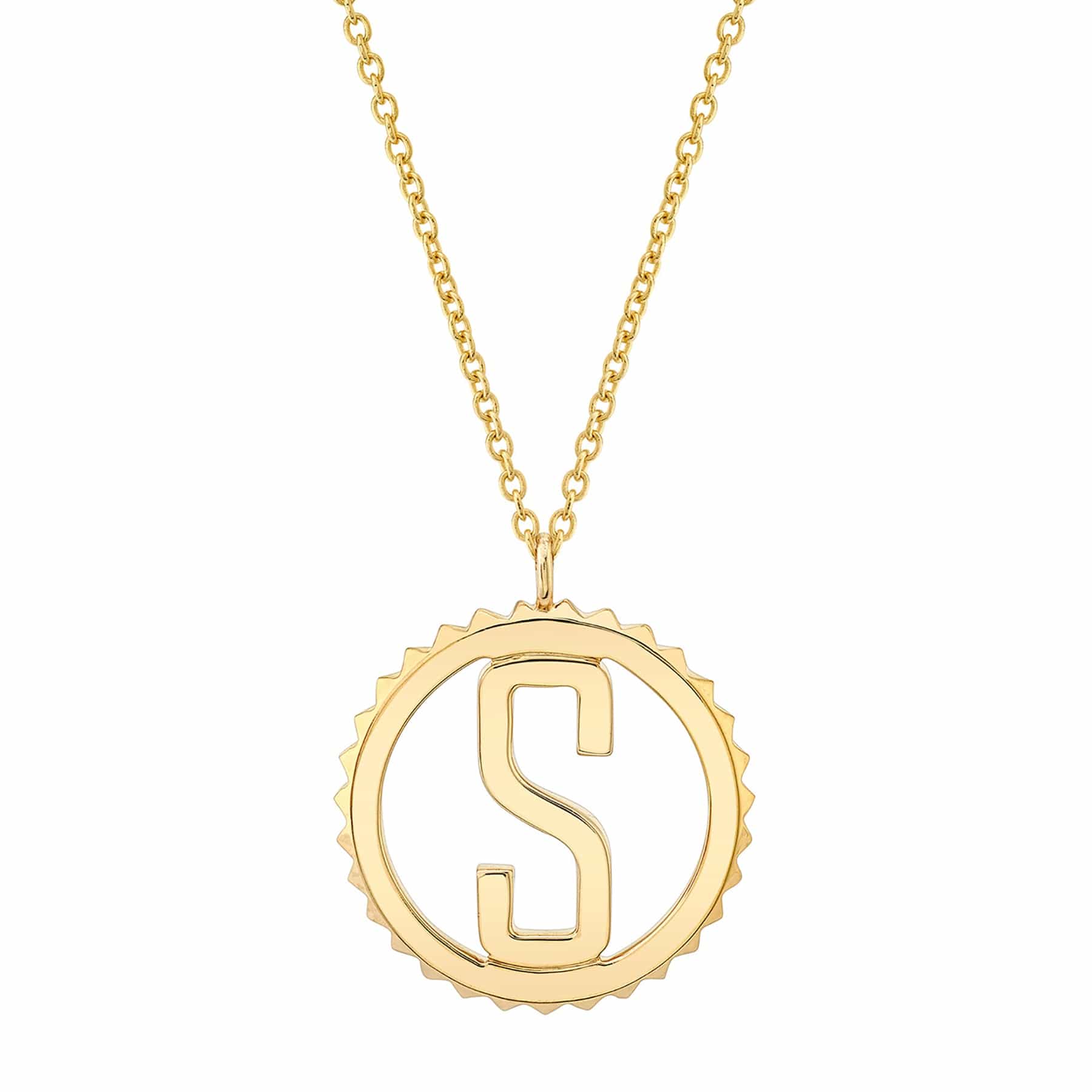 MICHAEL M Necklaces 14K Yellow Gold / S Tetra Initial Medallion P366YG