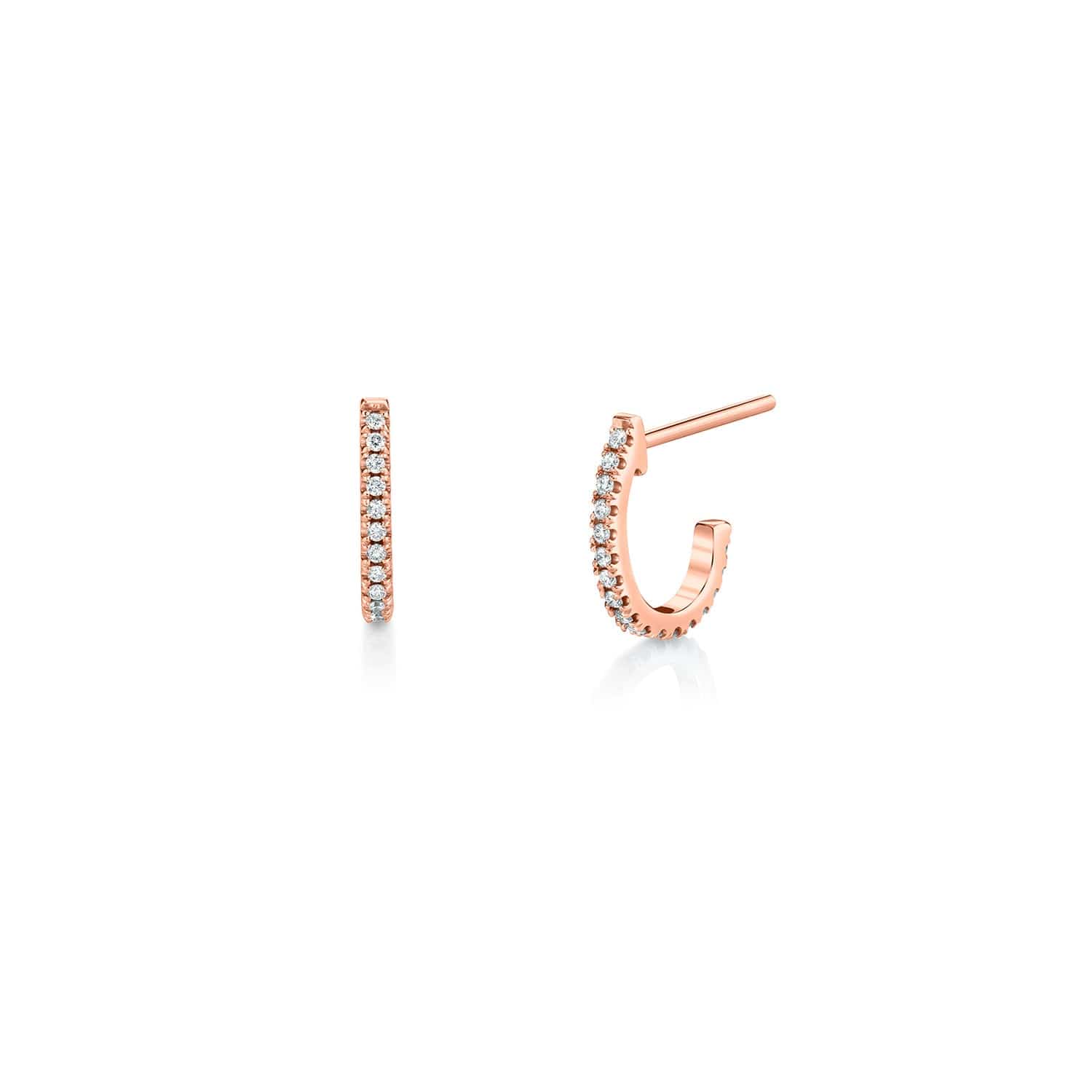 MICHAEL M Earrings 14K Rose Gold Diamond Huggie Hoop Earrings ER270RG