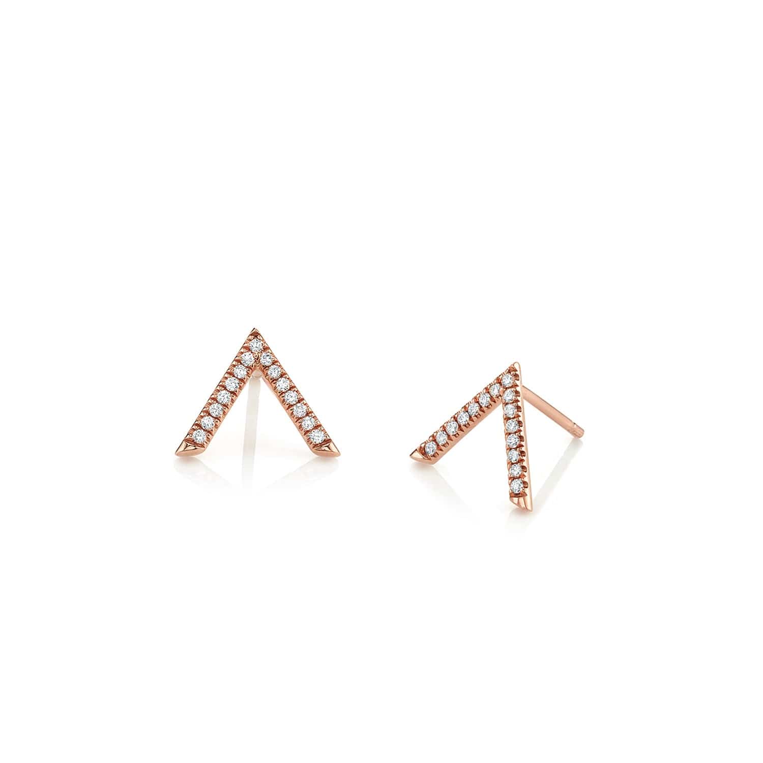 MICHAEL M Earrings 14K Rose Gold Single V Diamond Stud Earrings ER267RG