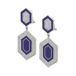 MICHAEL M Earrings 14k White Gold / Blue Chroma Pavé Hexagon Cocktail Earrings ER490