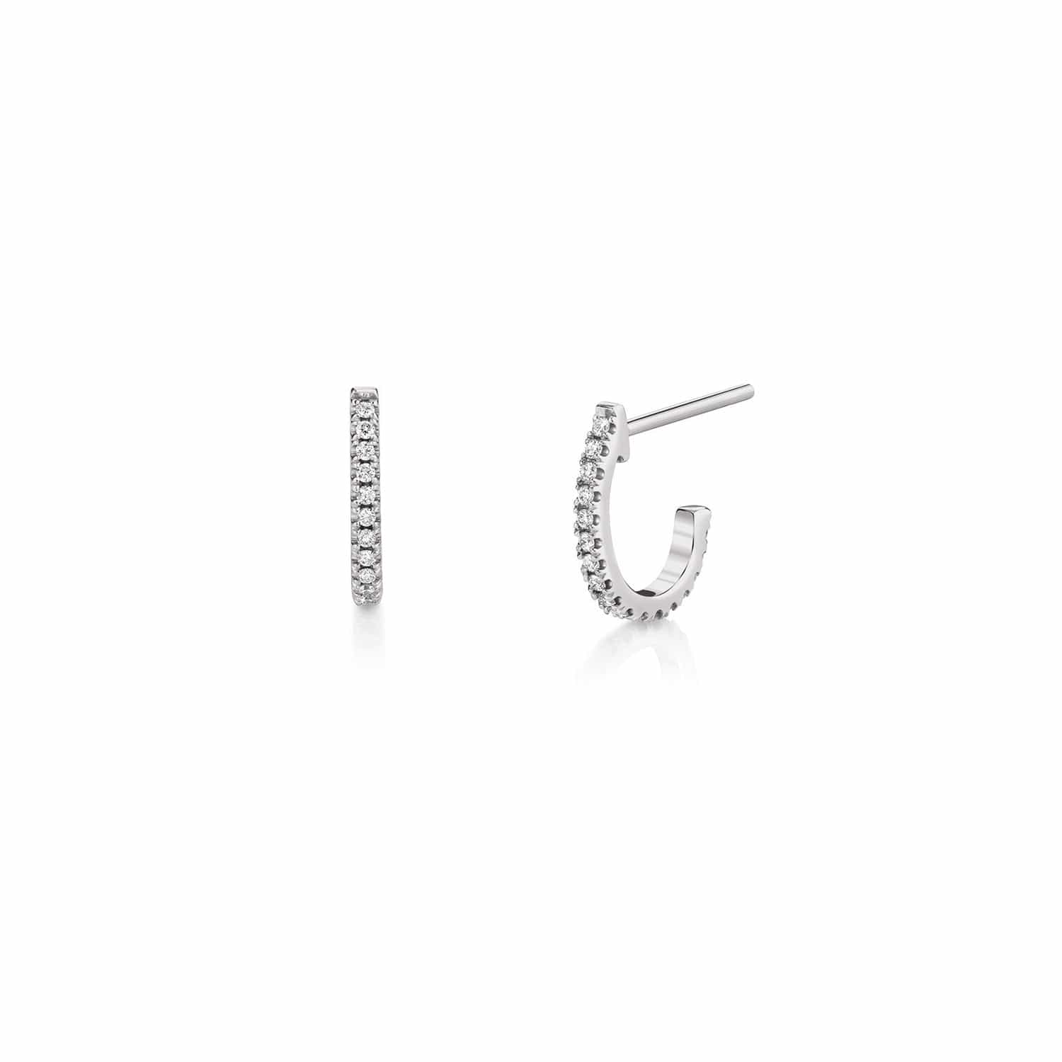 MICHAEL M Earrings 14K White Gold Diamond Huggie Hoop Earrings ER270WG