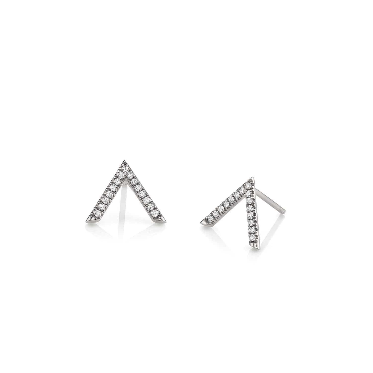 MICHAEL M Earrings 14K White Gold Single V Diamond Stud Earrings ER267WG