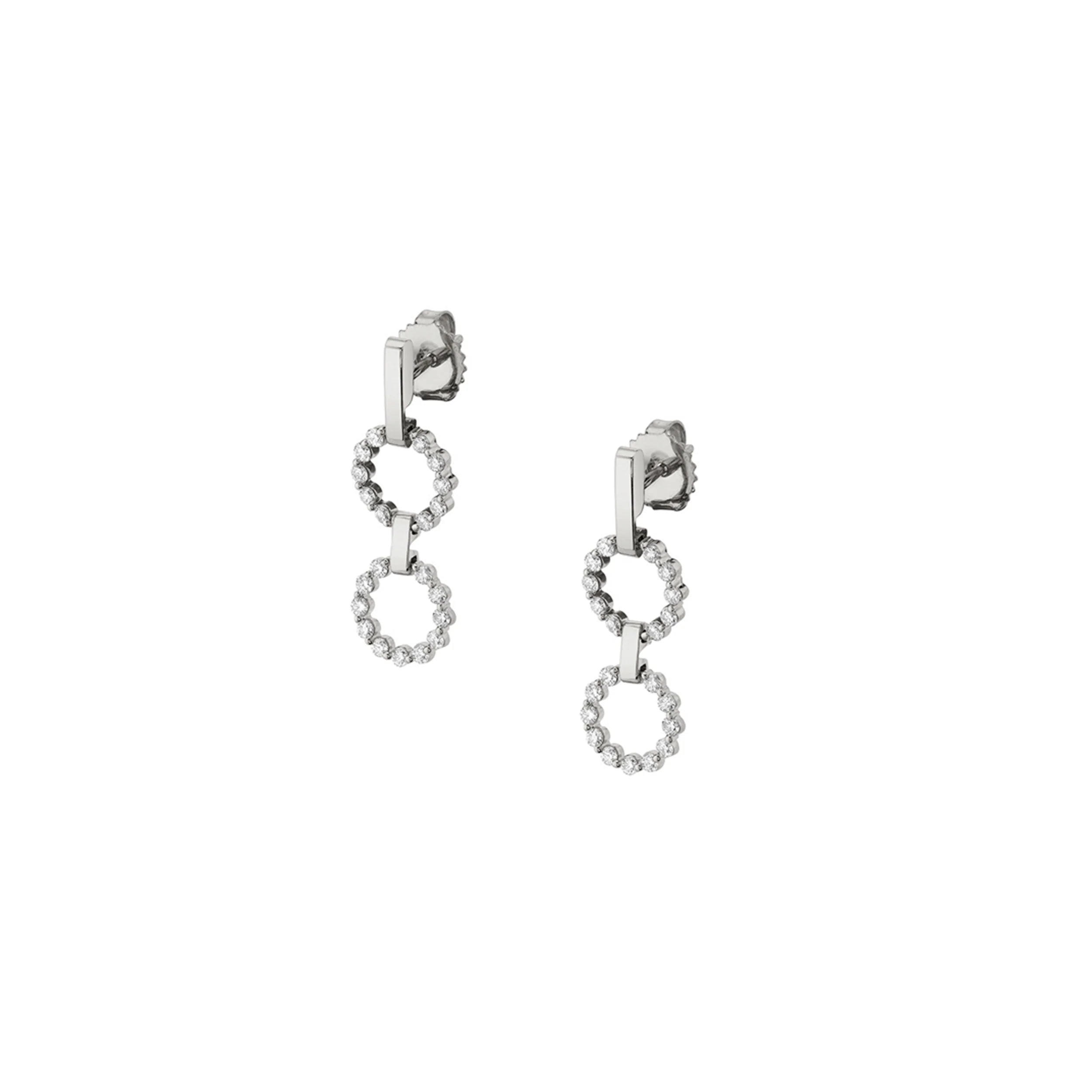 MICHAEL M Earrings 14K White Gold Two Ring Cloud Drop Earrings ER385-S