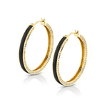 MICHAEL M Earrings 14k Yellow Gold / Black Chroma Pavé Edge Hoop Earrings ER481