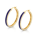 MICHAEL M Earrings 14k Yellow Gold / Blue Chroma Pavé Edge Hoop Earrings ER481