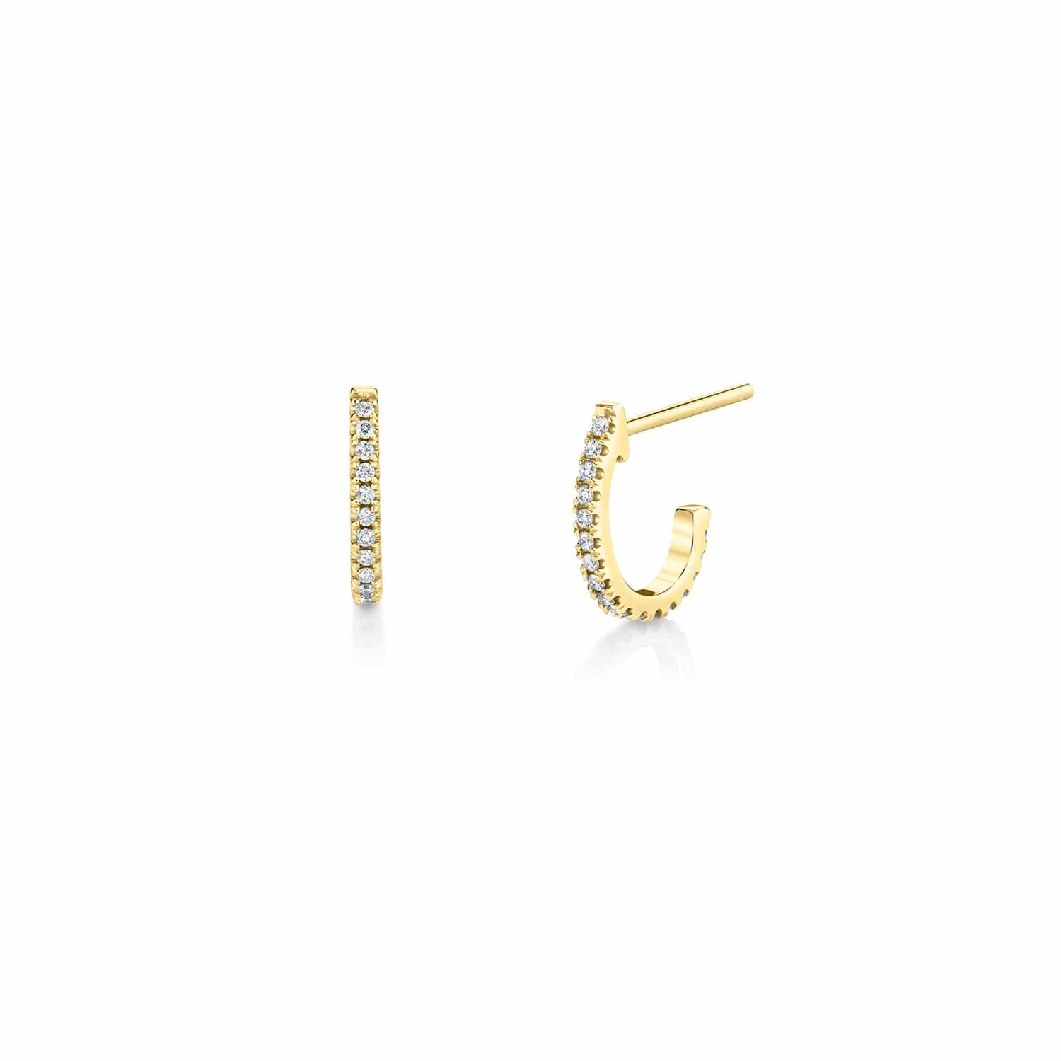 MICHAEL M Earrings 14K Yellow Gold Diamond Huggie Hoop Earrings ER270YG