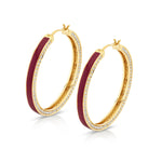 MICHAEL M Earrings 14k Yellow Gold / Magenta Chroma Pavé Edge Hoop Earrings ER481