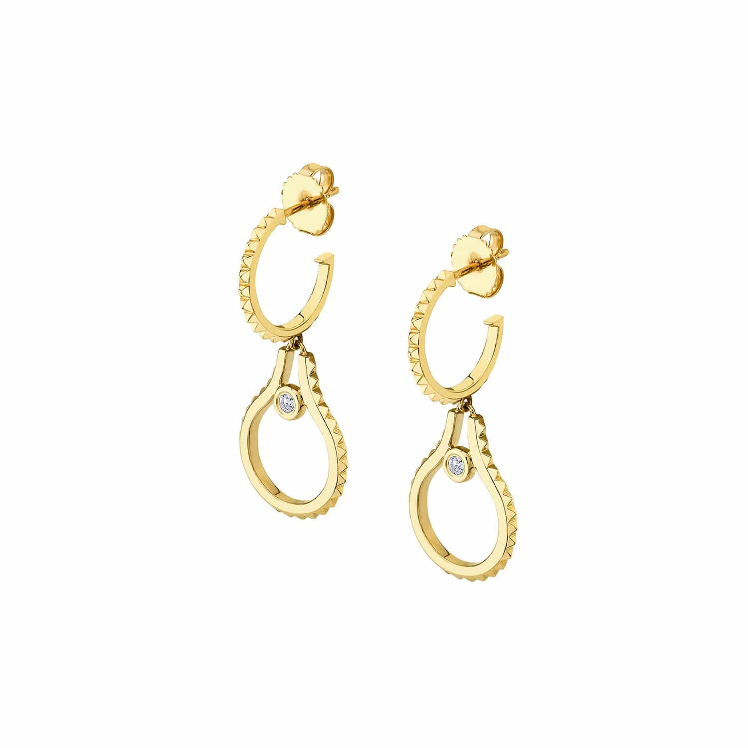 MICHAEL M Earrings 14K Yellow Gold Mini Signature MM Tetra Earring ER374
