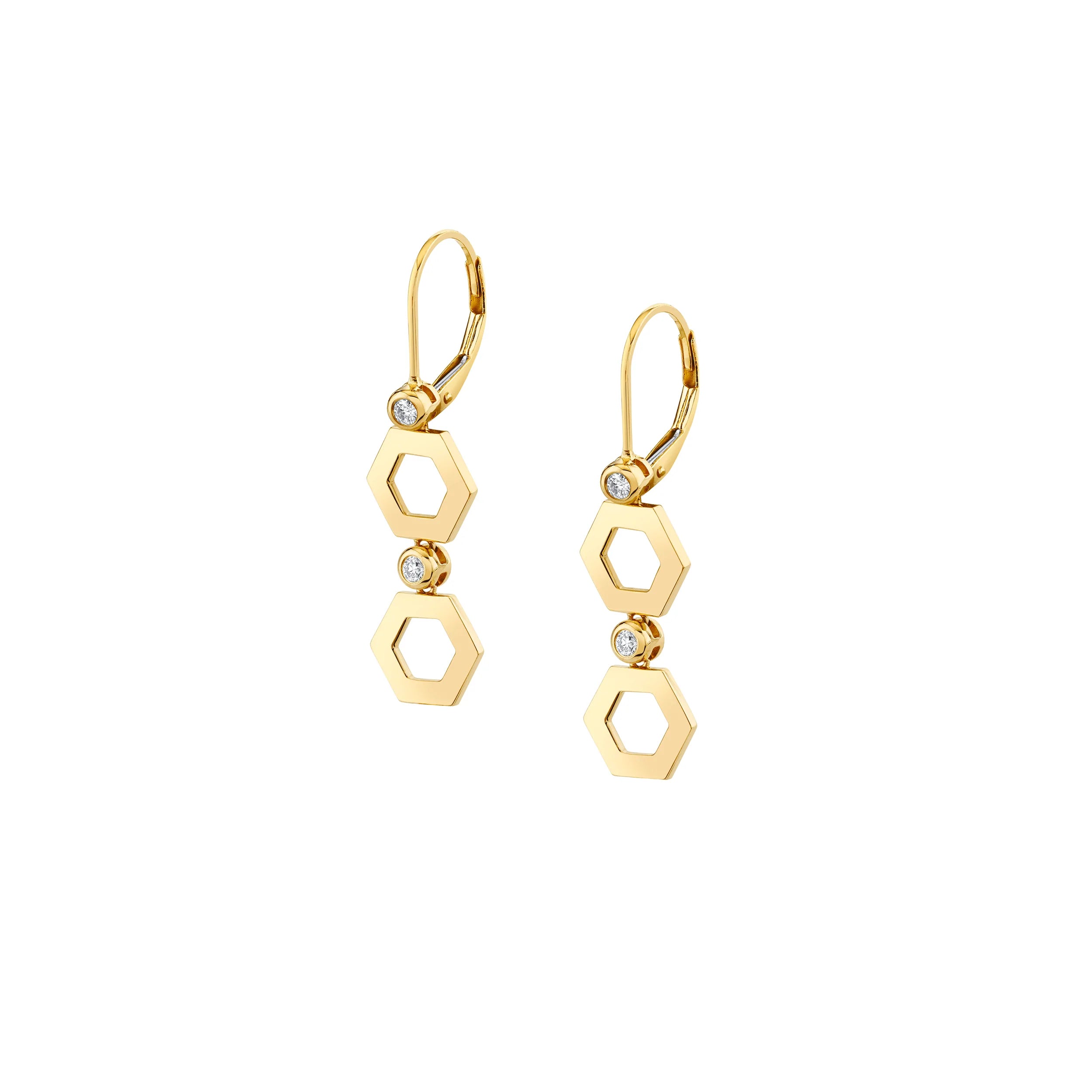 MICHAEL M Earrings 14K Yellow Gold Plain Hex Short Infinity Earrings ER516