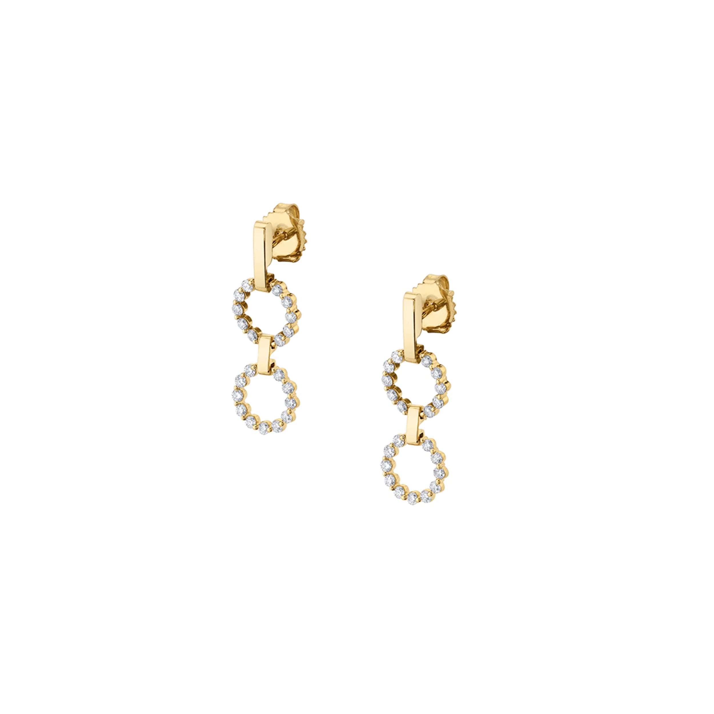MICHAEL M Earrings 14K Yellow Gold Two Ring Cloud Drop Earrings ER385-S