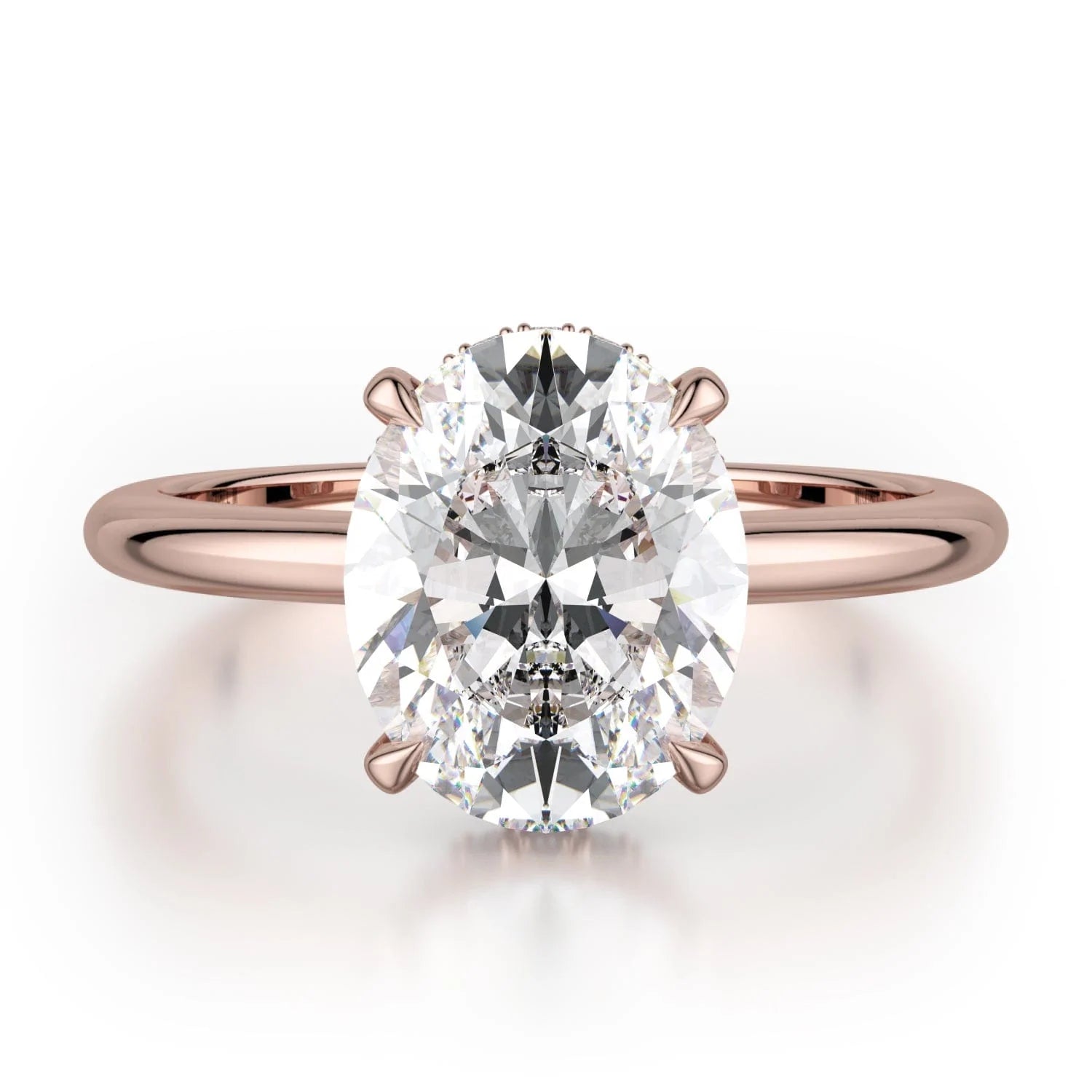 MICHAEL M Engagement Rings 18K Rose Gold CROWN R750-3 Oval-Cut Diamond Solitaire R750-3RG