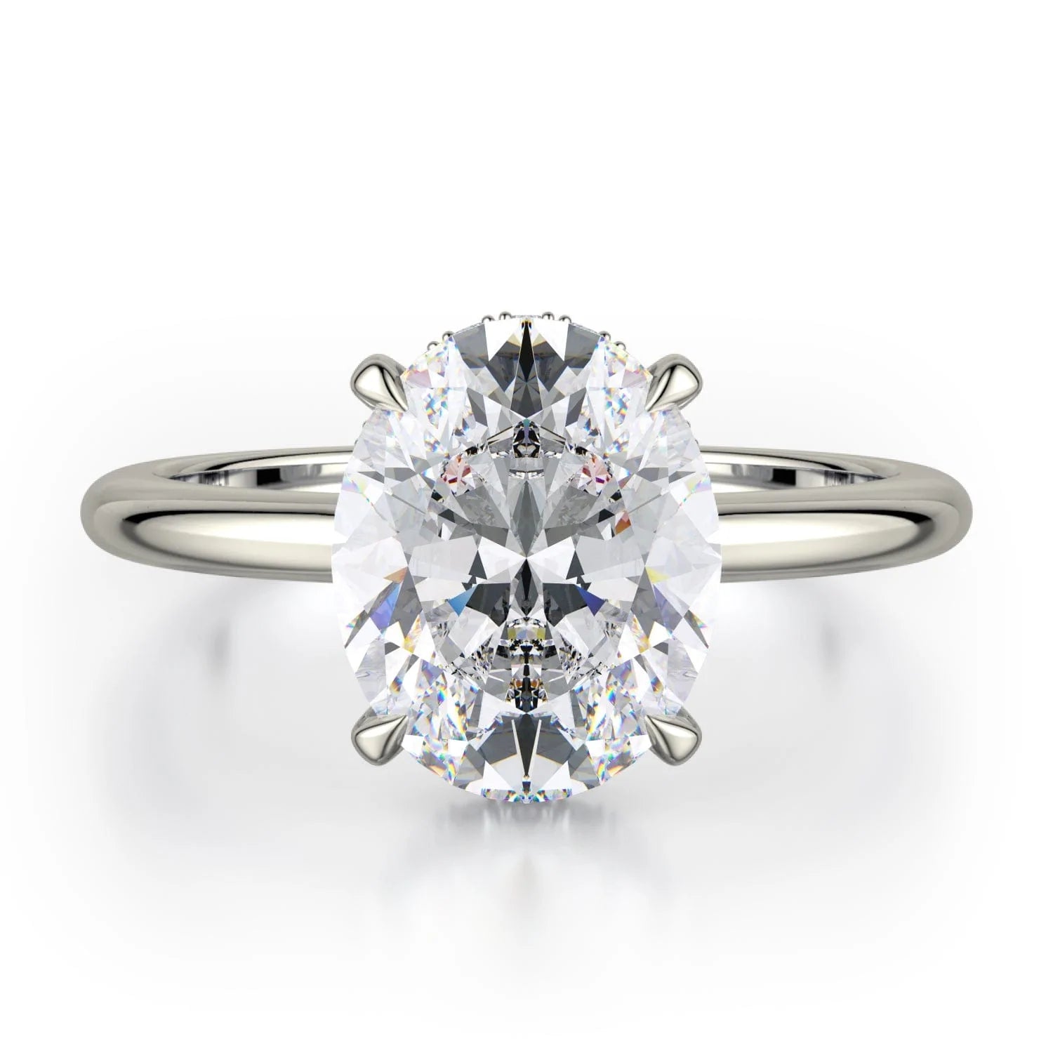 MICHAEL M Engagement Rings 18K White Gold CROWN R750-3 Oval-Cut Diamond Solitaire R750-3WG