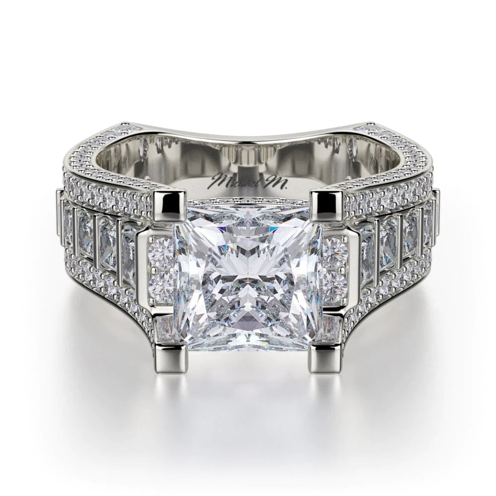 MICHAEL M Engagement Rings 18K White Gold Princess R424-2 R424-2WG