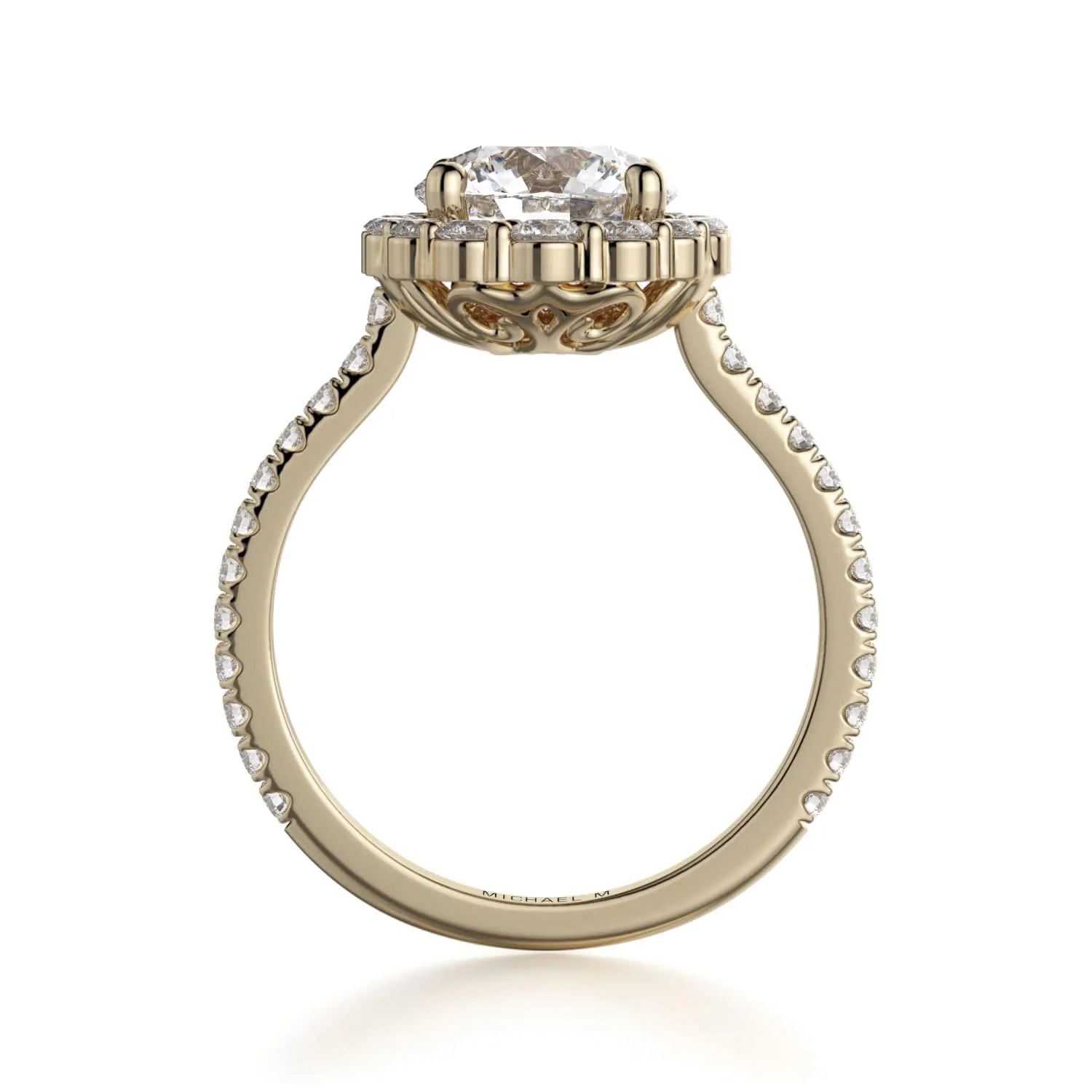 MICHAEL M Engagement Rings DEFINED R739 Brilliant Round with a Graduated Halo