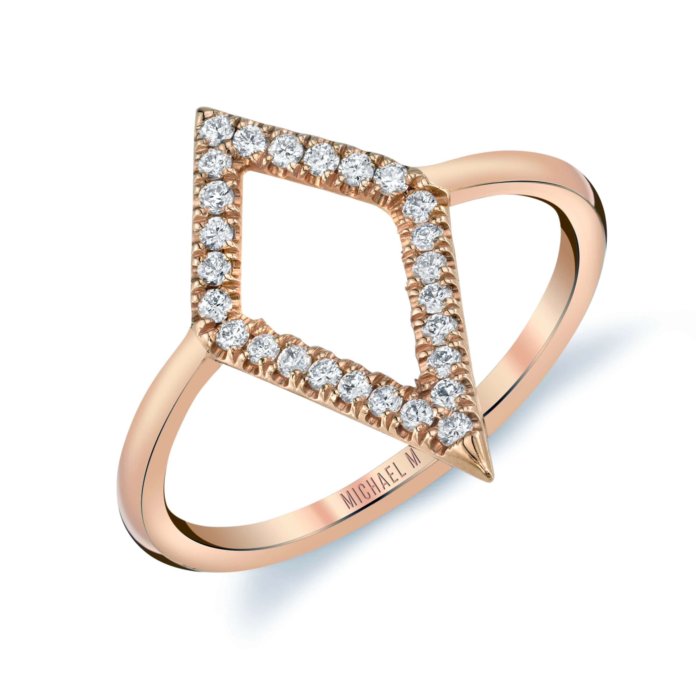 MICHAEL M Fashion Rings 14K Rose Gold / 4 Diamond Narrow Kite Ring F302-RG4