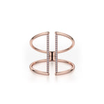 MICHAEL M Fashion Rings 14K Rose Gold / 4 Double Band Diamond Bar Ring F288-RG4