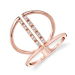 MICHAEL M Fashion Rings 14K Rose Gold / 4 Double Bar Diamond Block Eternity Ring F319-RG4