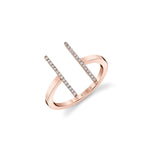MICHAEL M Fashion Rings 14K Rose Gold / 4 Double Bar Diamond Mix Ring F331-RG4