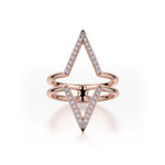MICHAEL M Fashion Rings 14K Rose Gold / 4 Double V Diamond Ring F287-RG4