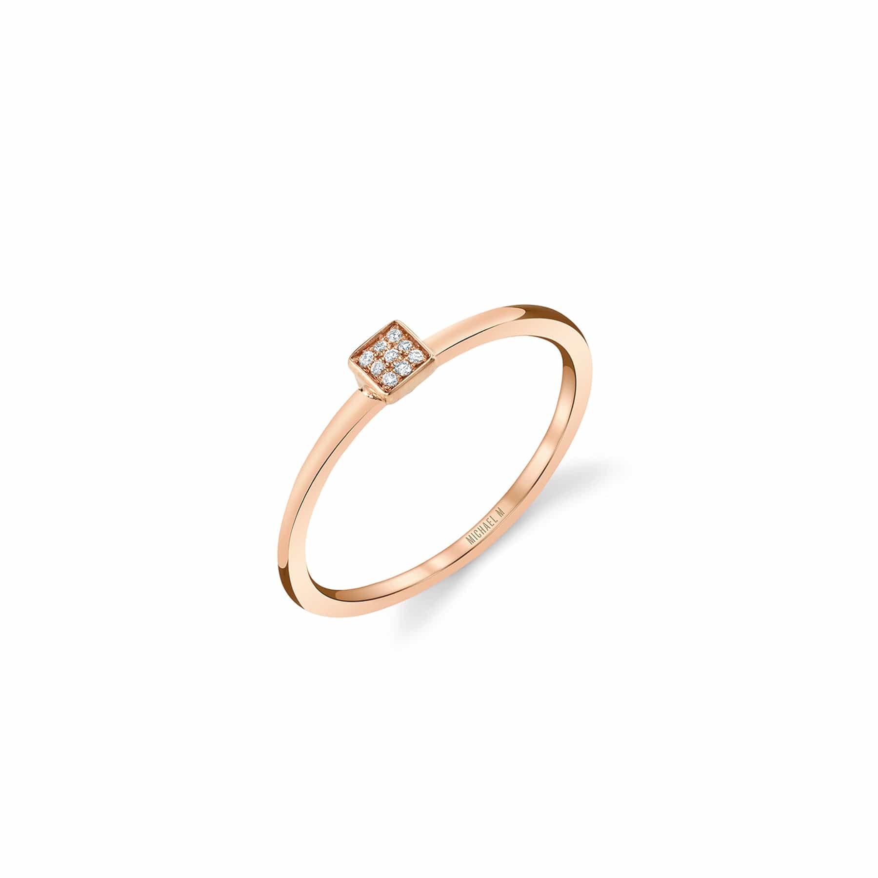 MICHAEL M Fashion Rings 14K Rose Gold / 4 Micro Pavé Mini Square Ring F290-WG4