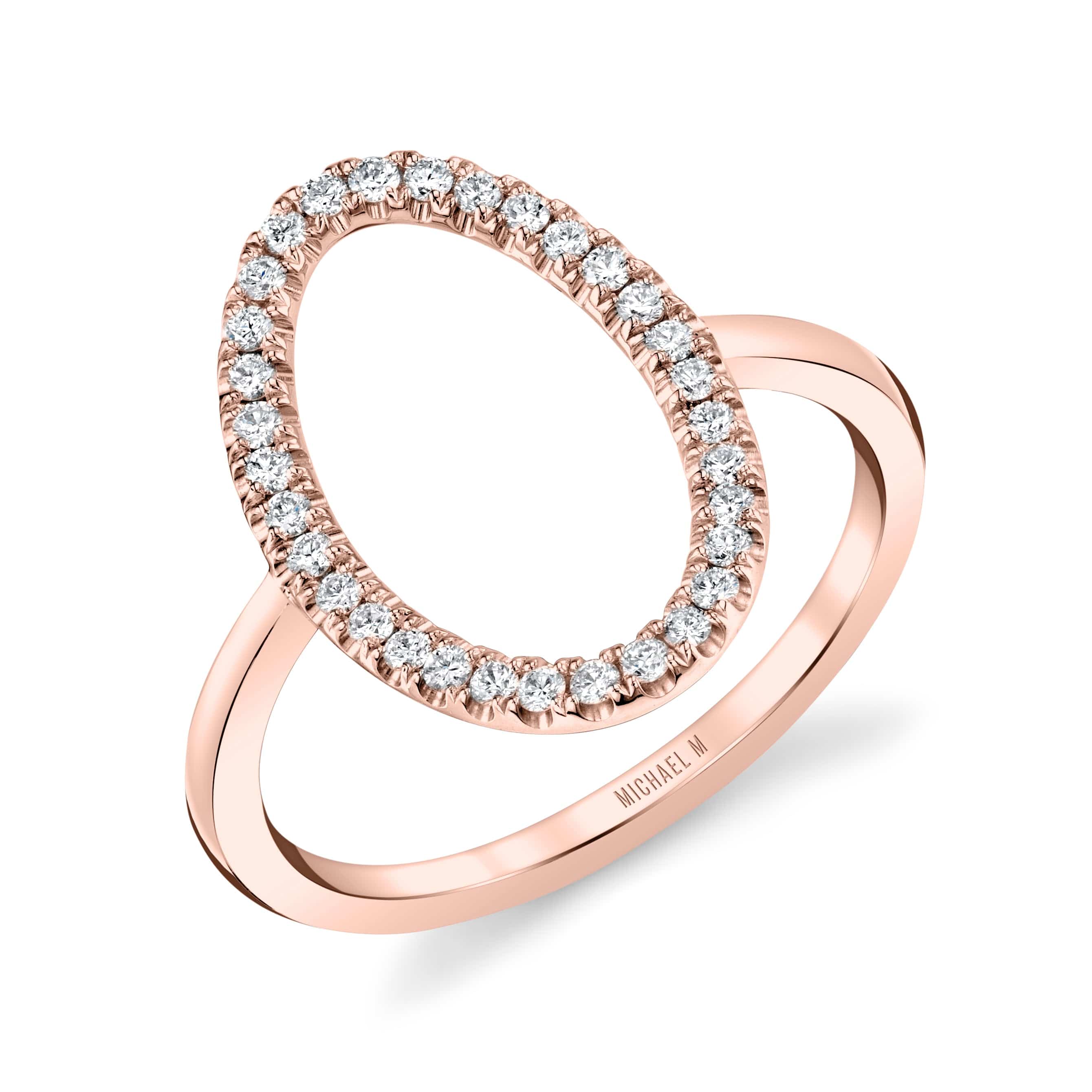 MICHAEL M Fashion Rings 14K Rose Gold / 4 Open Oval Diamond Ring F303-RG4