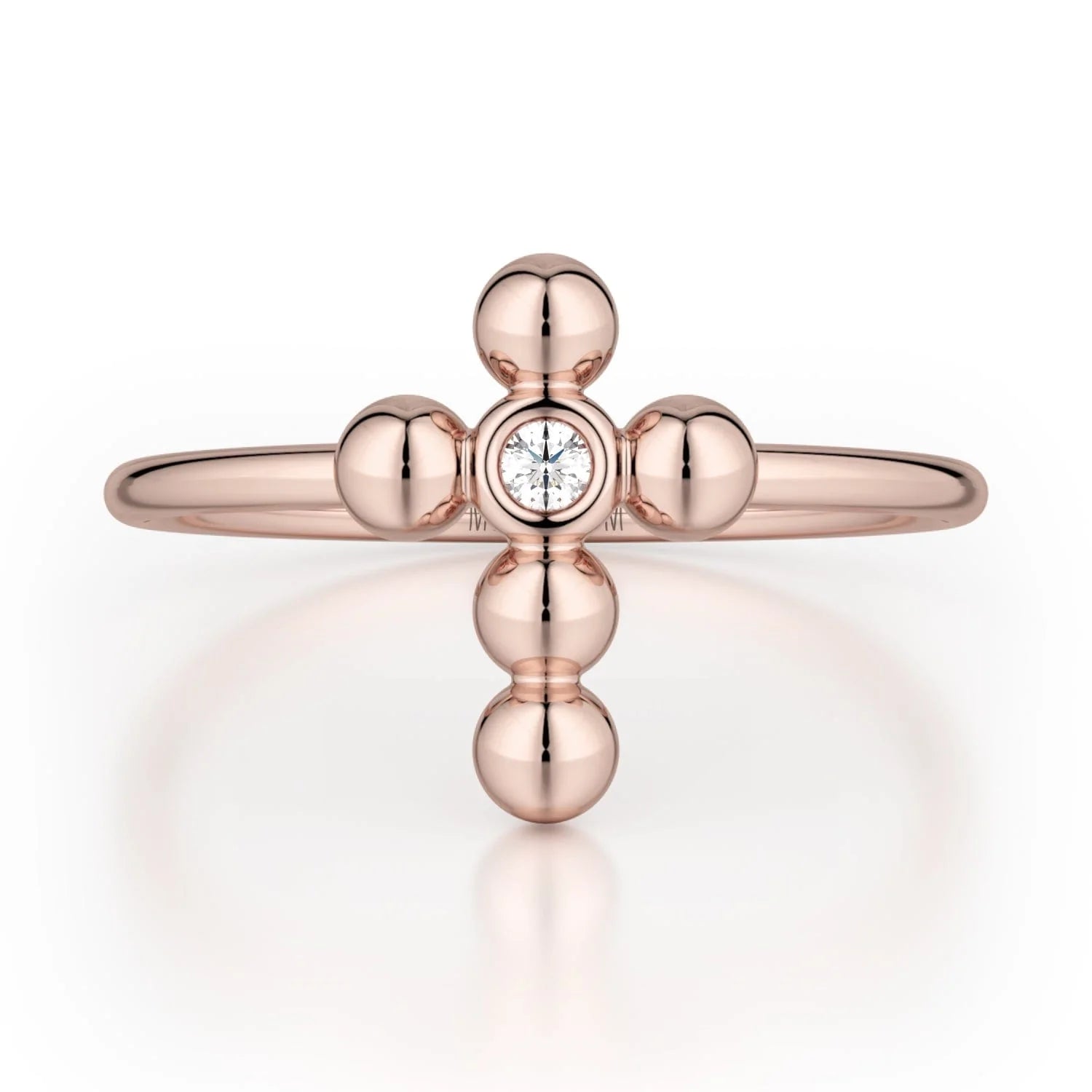 MICHAEL M Fashion Rings 14K Rose Gold / 4 Single Diamond Cross Ring F329-RG4