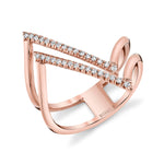 MICHAEL M Fashion Rings 14K Rose Gold / 4 Twisted Diamond Bar Ring F286-RG4