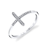 MICHAEL M Fashion Rings 14K White Gold / 4 Diamond Cross Ring F330-WG4