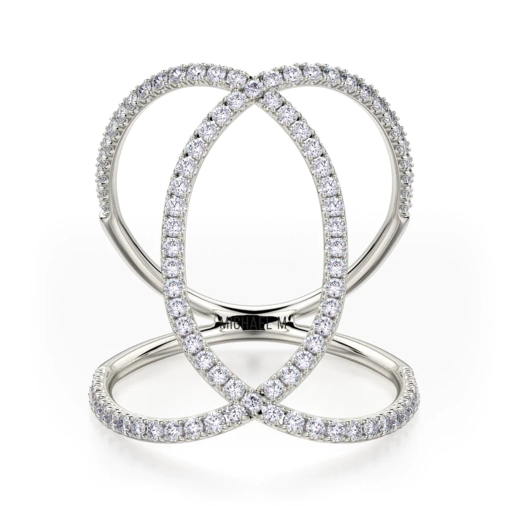 MICHAEL M Fashion Rings 14K White Gold / 4 Double Diamond Circles Ring F277-WG4