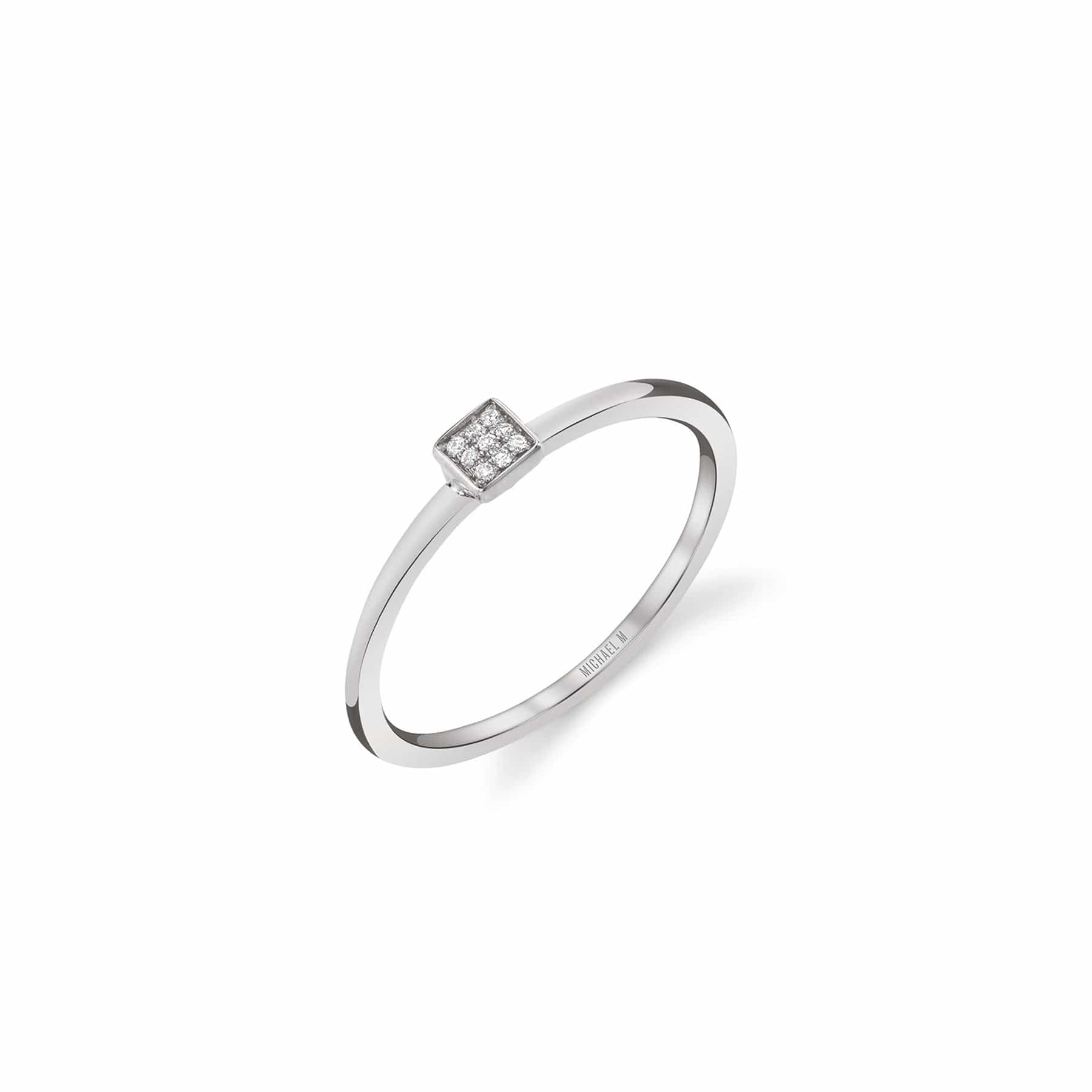 MICHAEL M Fashion Rings 14K White Gold / 4 Micro Pavé Mini Square Ring F290-WG4