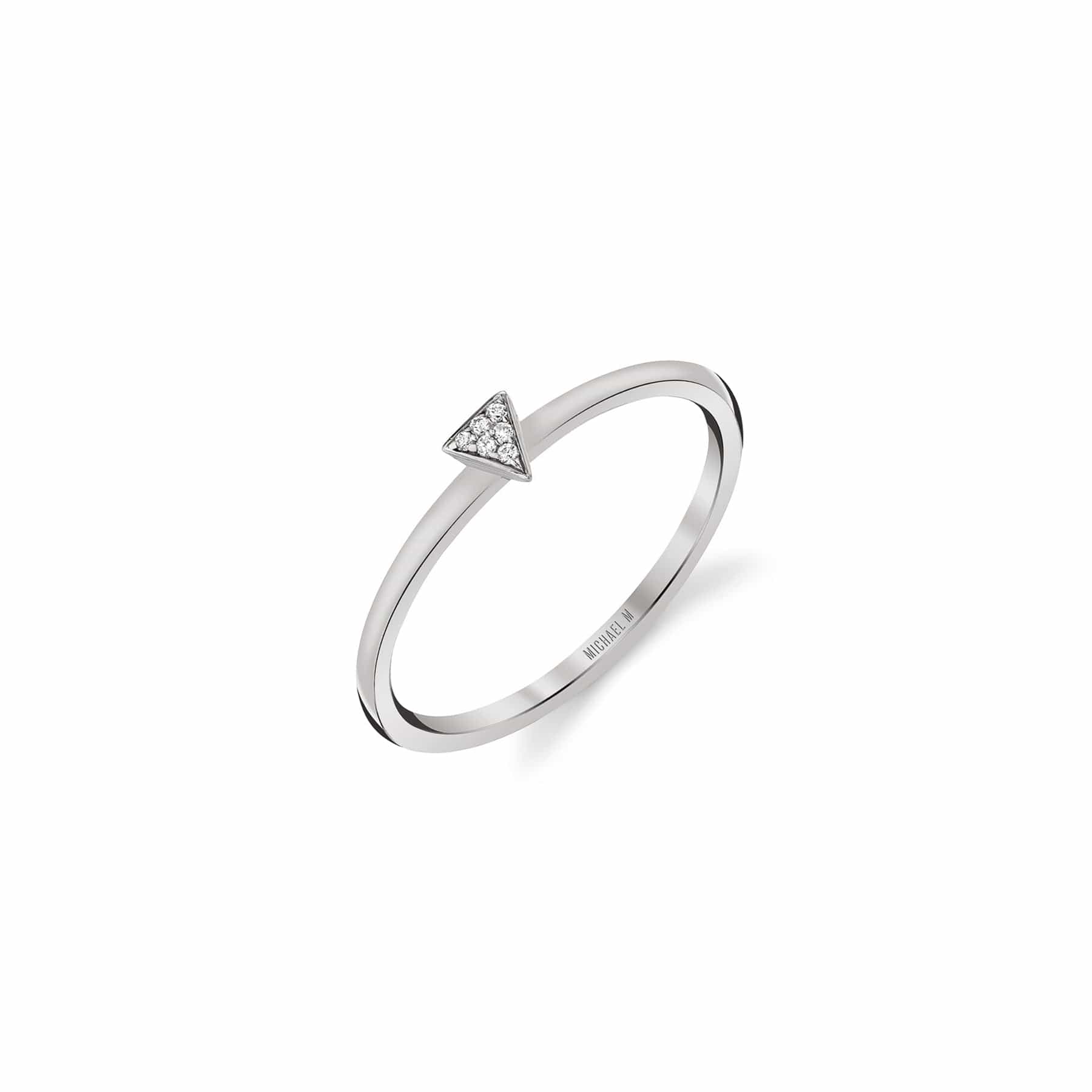 MICHAEL M Fashion Rings 14K White Gold / 4 Micro Pavé Mini Triangle Ring F291-WG4