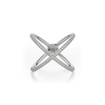 MICHAEL M Fashion Rings 14K White Gold / 4 Open Criss Cross Diamond Ring F280-WG4