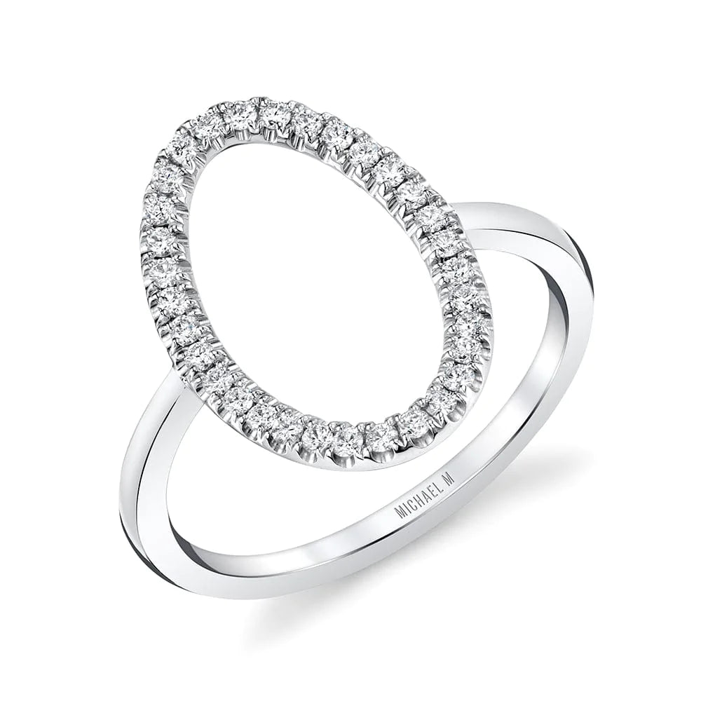 MICHAEL M Fashion Rings 14K White Gold / 4 Open Oval Diamond Ring F303-WG4