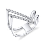MICHAEL M Fashion Rings 14K White Gold / 4 Twisted Diamond Bar Ring F286-WG4
