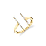 MICHAEL M Fashion Rings 14K Yellow Gold / 4 Double Bar Diamond Mix Ring F331-YG4