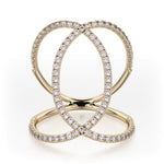 MICHAEL M Fashion Rings 14K Yellow Gold / 4 Double Diamond Circles Ring F277-YG4