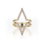 MICHAEL M Fashion Rings 14K Yellow Gold / 4 Double V Diamond Ring F287-YG4