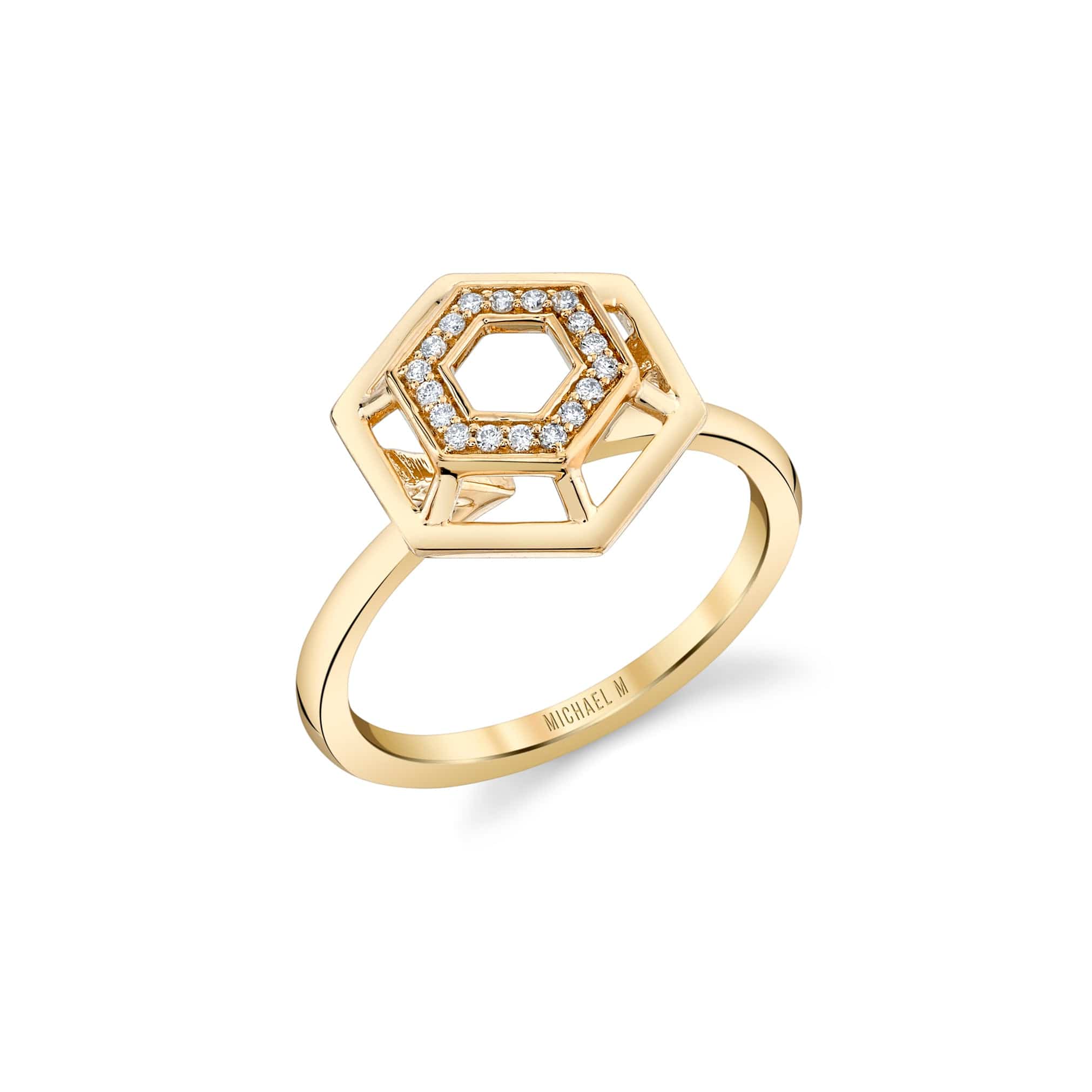 MICHAEL M Fashion Rings 14K Yellow Gold / 4 Hex Truss Cocktail Ring F513