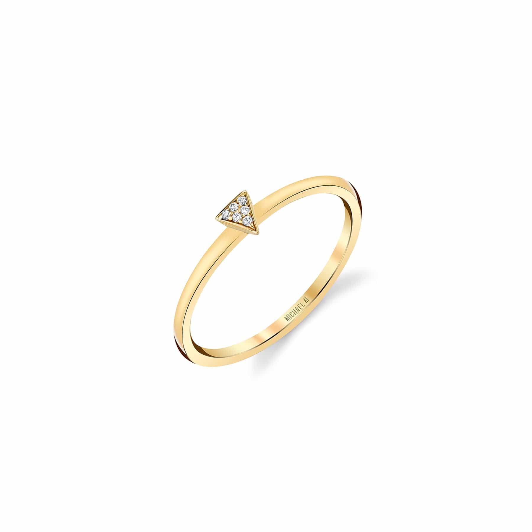 MICHAEL M Fashion Rings 14K Yellow Gold / 4 Micro Pavé Mini Triangle Ring F291-YG4