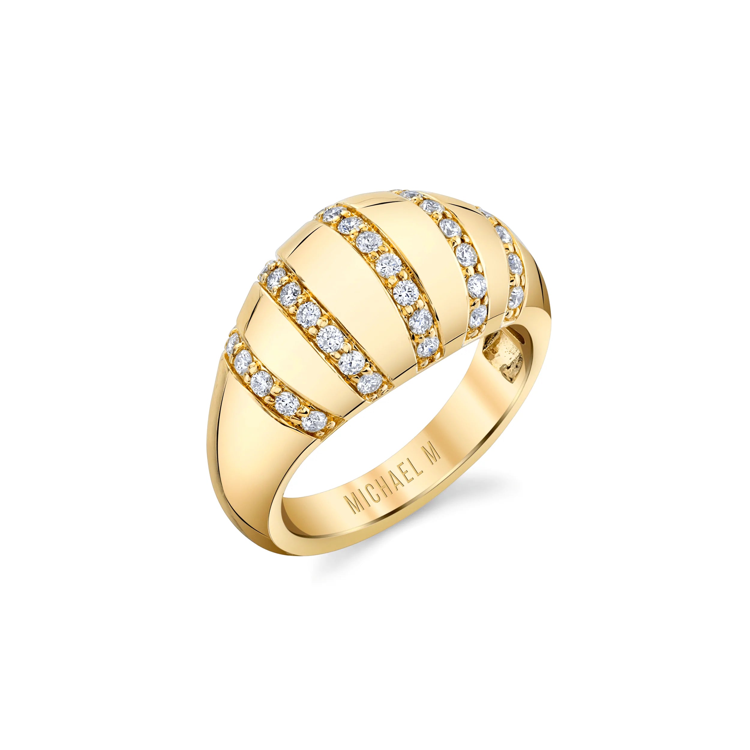 MICHAEL M Fashion Rings 14K Yellow Gold / 4 Orb Stripe Signet Ring F532