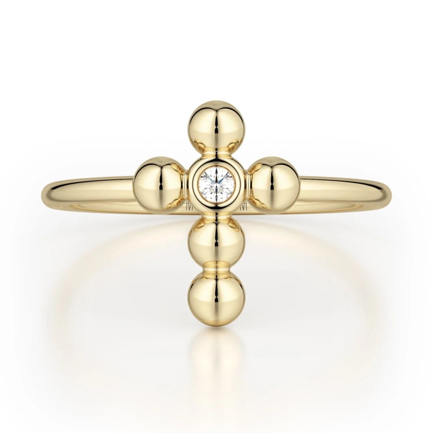 MICHAEL M Fashion Rings 14K Yellow Gold / 4 Single Diamond Cross Ring F329-YG4