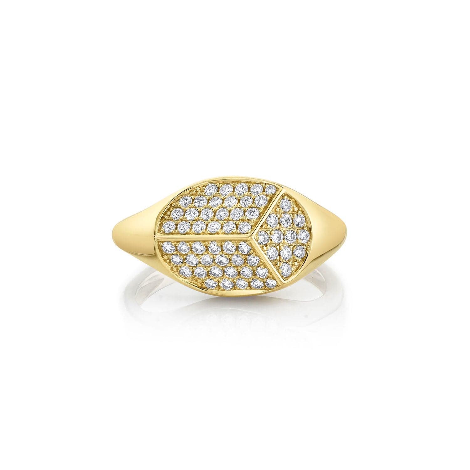 MICHAEL M Fashion Rings 14K Yellow Gold / 6.5 Carve Signet Ring with Pavé F465
