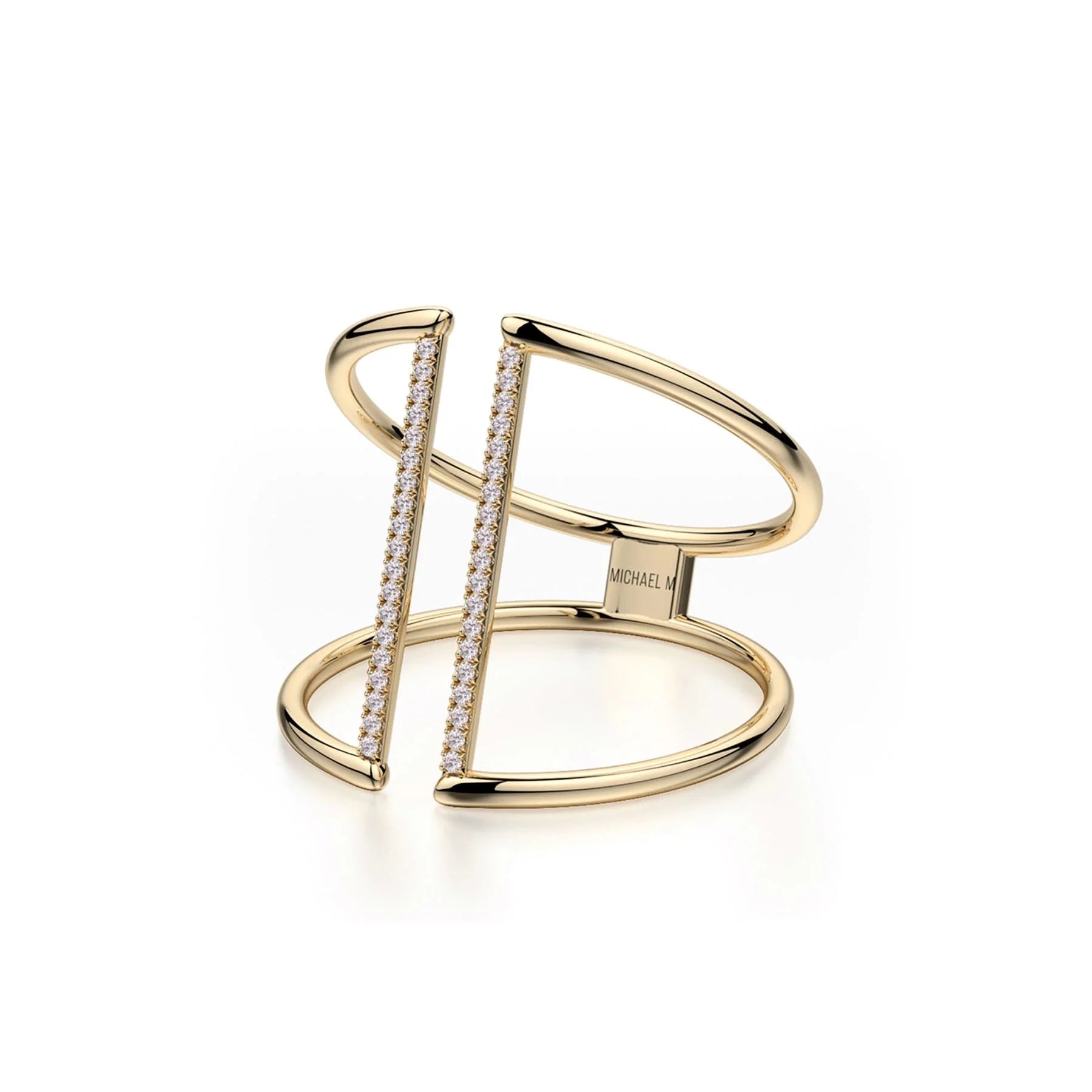 MICHAEL M Fashion Rings Double Band Diamond Bar Ring